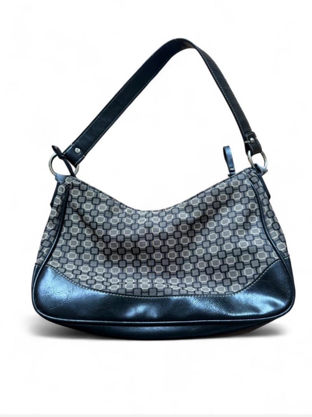 Vintage Nine West Patterned Shoulder Bag in Gray and Black